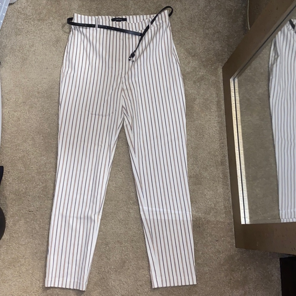 Forever 21 striped trousers with belt. Never worn size L